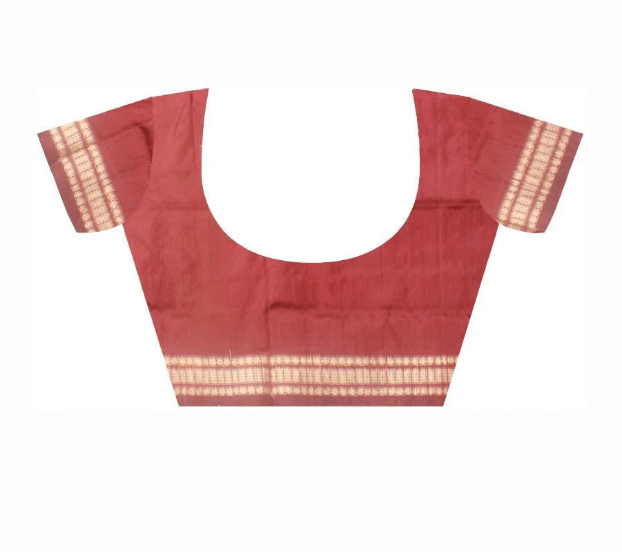 Sambalpuri Pata Saree in yellow color plain bomkei Design with blouse piece. - Koshali Arts & Crafts Enterprise