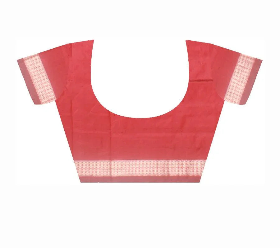 Latest design Silver and Red colour Sambalpuri bomkei pata saree with blouse piece. - Koshali Arts & Crafts Enterprise