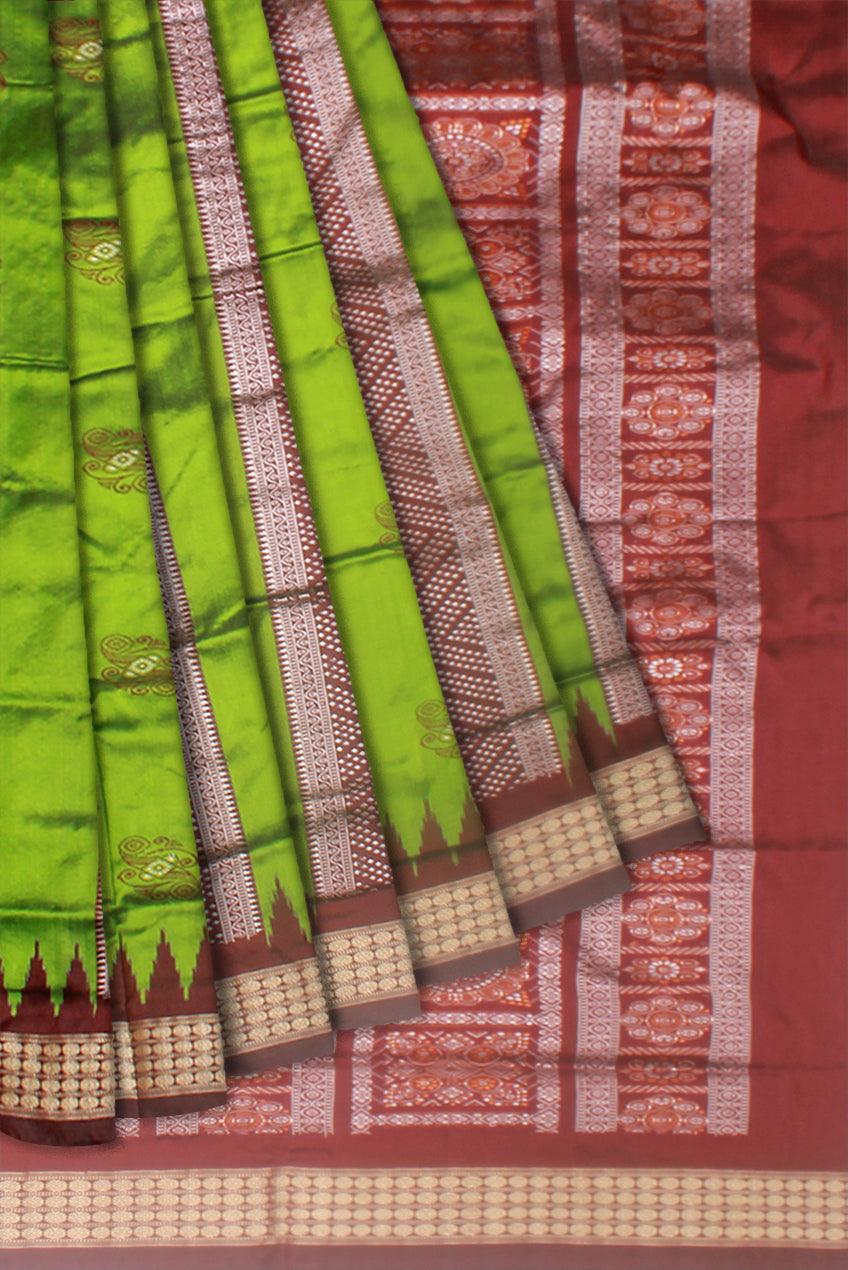 Green and maroon color mix pata saree. - Koshali Arts & Crafts Enterprise