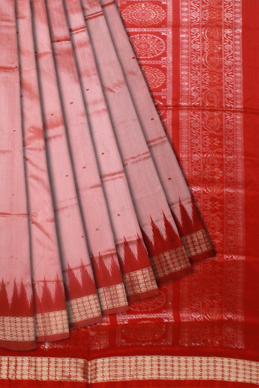 Light pink Color Mix Pata Saree in small botty design with blouse piece. - Koshali Arts & Crafts Enterprise