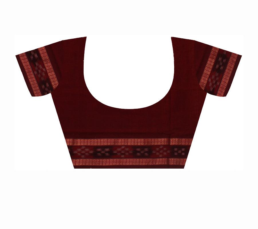 BANDHA PATTERN DHADI SAPTA COTTON SAREE IN YELLOW AND MAROON COLOR BASE, ATTACHED WITH BLOUSE. - Koshali Arts & Crafts Enterprise