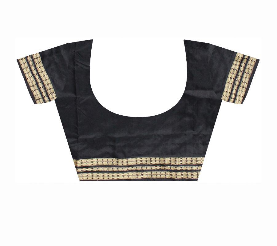 Green color Doll print Pata saree with blouse piece - Koshali Arts & Crafts Enterprise