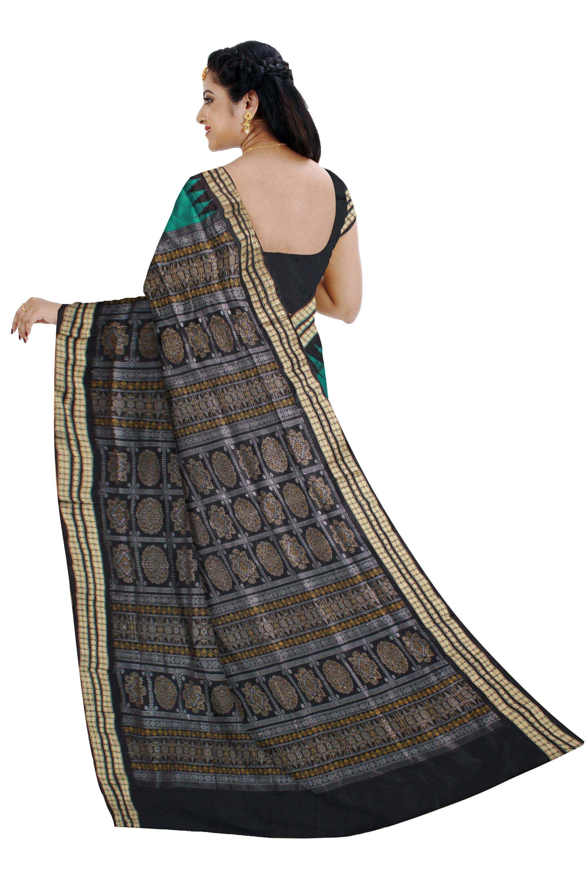 Green color Doll print Pata saree with blouse piece - Koshali Arts & Crafts Enterprise