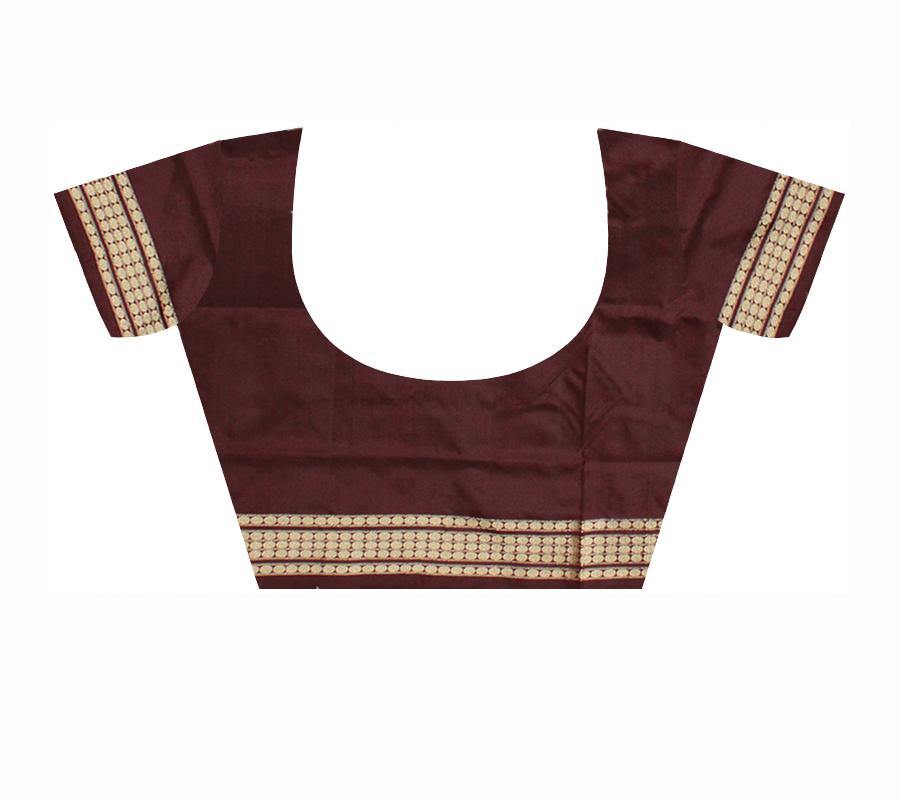 Maroon color Sapta print Pata saree with blouse piece - Koshali Arts & Crafts Enterprise