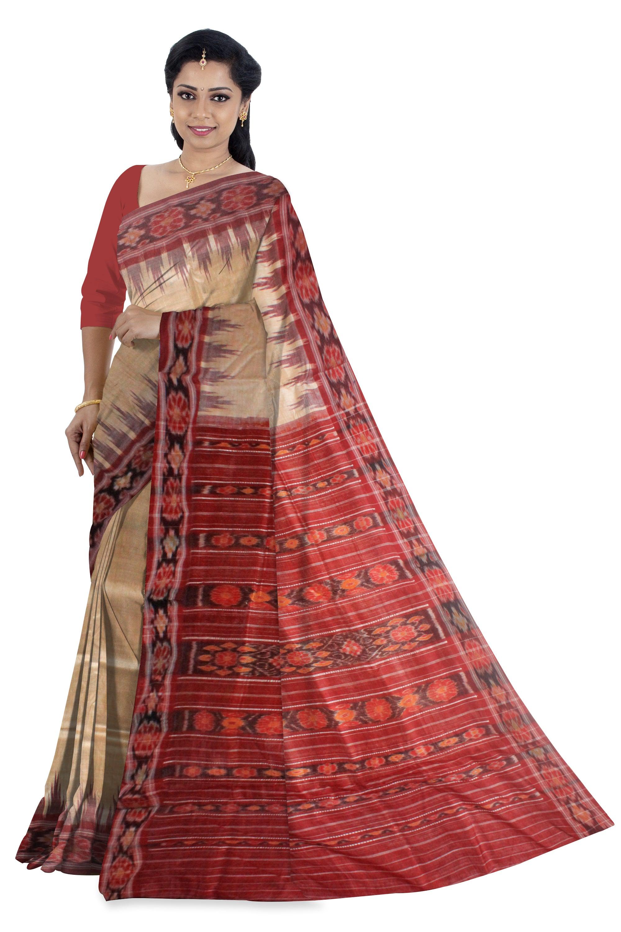 LATEST NEW COLLECTION SILK TUSSAR SAREE IN MATHHA AND MAROON COLOUR WITH OUT BLOUSE PIECE. - Koshali Arts & Crafts Enterprise