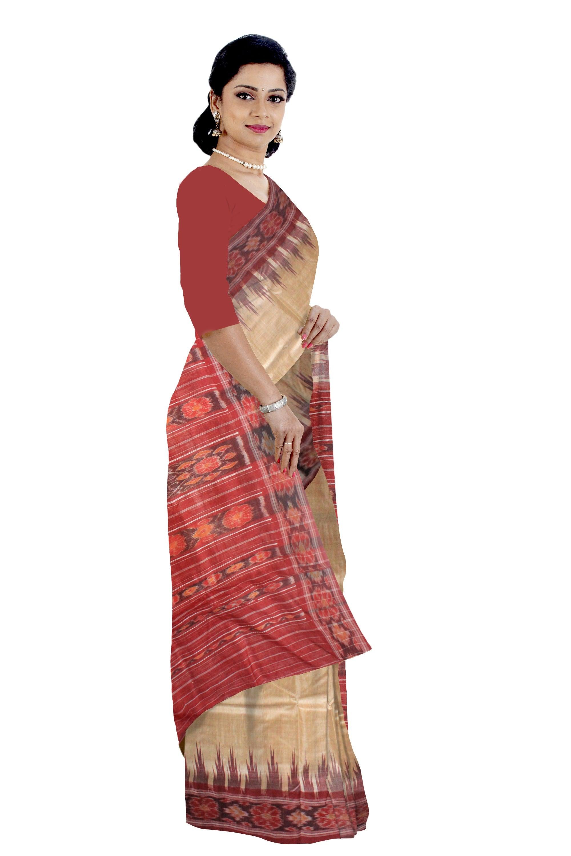LATEST NEW COLLECTION SILK TUSSAR SAREE IN MATHHA AND MAROON COLOUR WITH OUT BLOUSE PIECE. - Koshali Arts & Crafts Enterprise