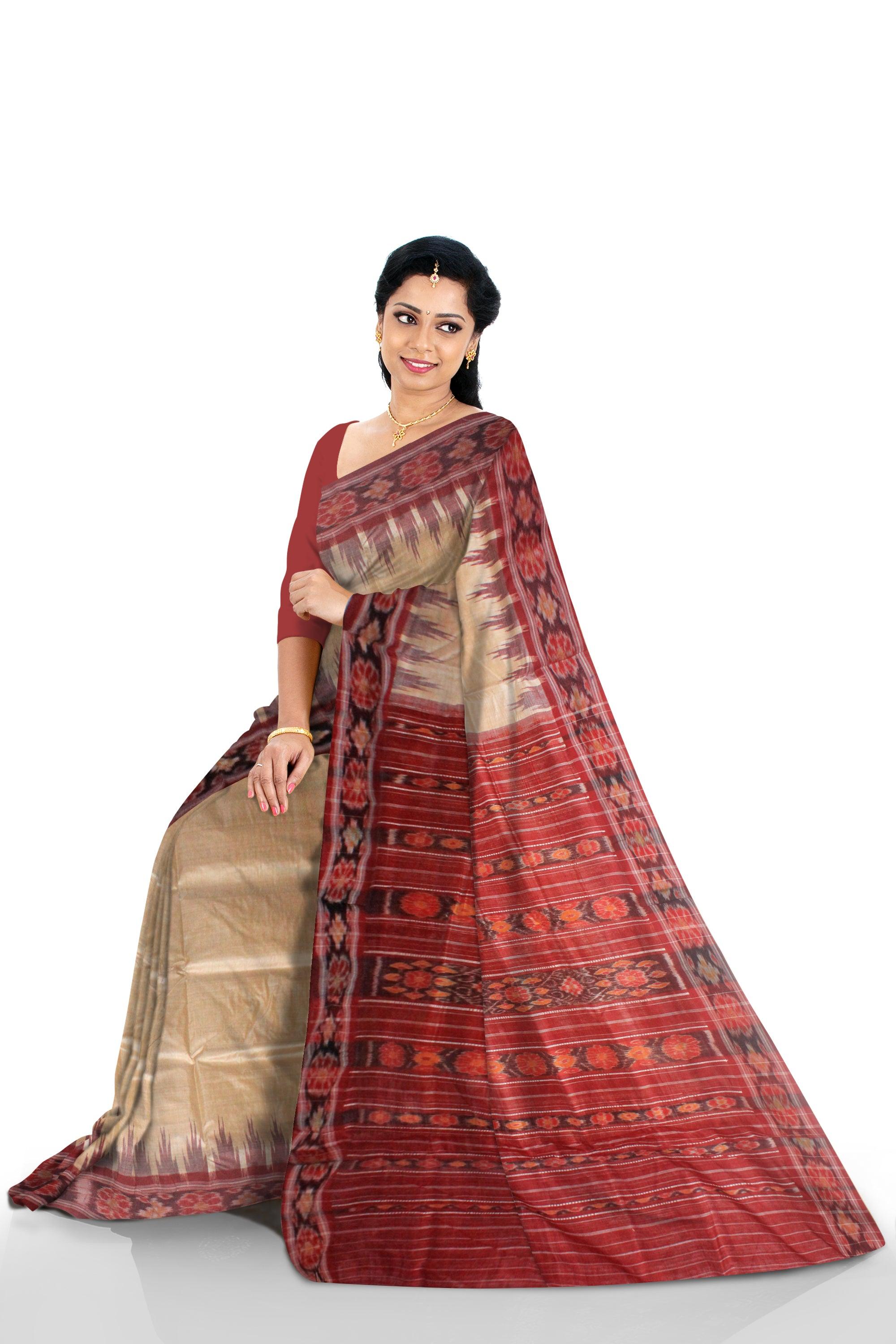 LATEST NEW COLLECTION SILK TUSSAR SAREE IN MATHHA AND MAROON COLOUR WITH OUT BLOUSE PIECE. - Koshali Arts & Crafts Enterprise