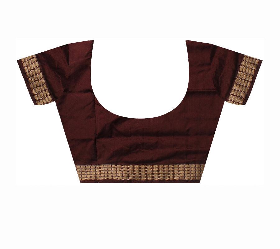 BLUE AND COFFEE COLOR PATLI SAREE WITH BLOUSE PIECE. - Koshali Arts & Crafts Enterprise