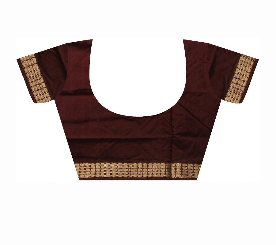 PINK AND COFFEE COLOR PATLI PATA SAREE , ATTACHED WITH BLOUSE PIECE. - Koshali Arts & Crafts Enterprise