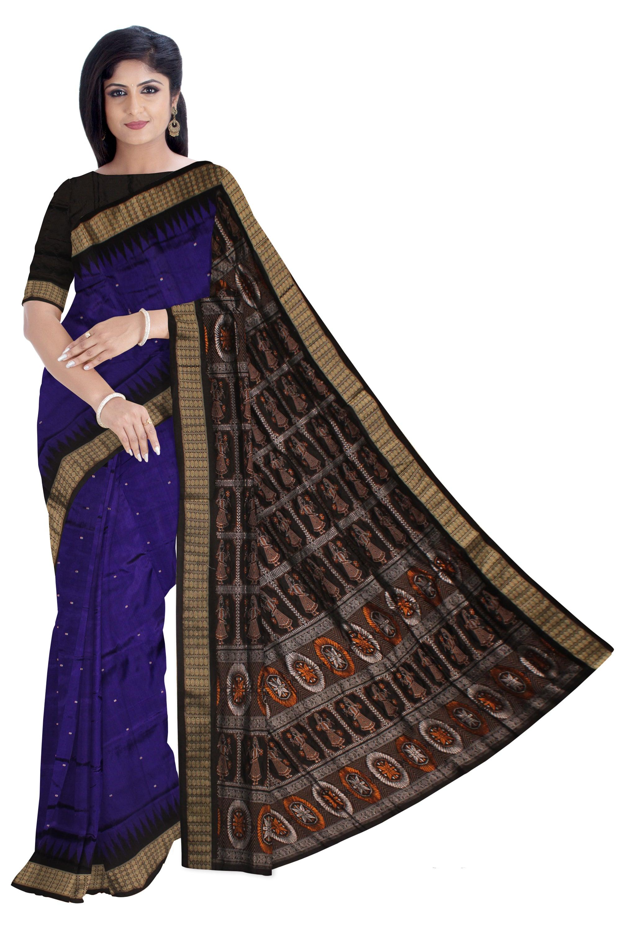 LATEST PURPLE AND BLACK COLOR BOOTY PATTERN PATA SAREE , WITH BLOUSE PIECE. - Koshali Arts & Crafts Enterprise