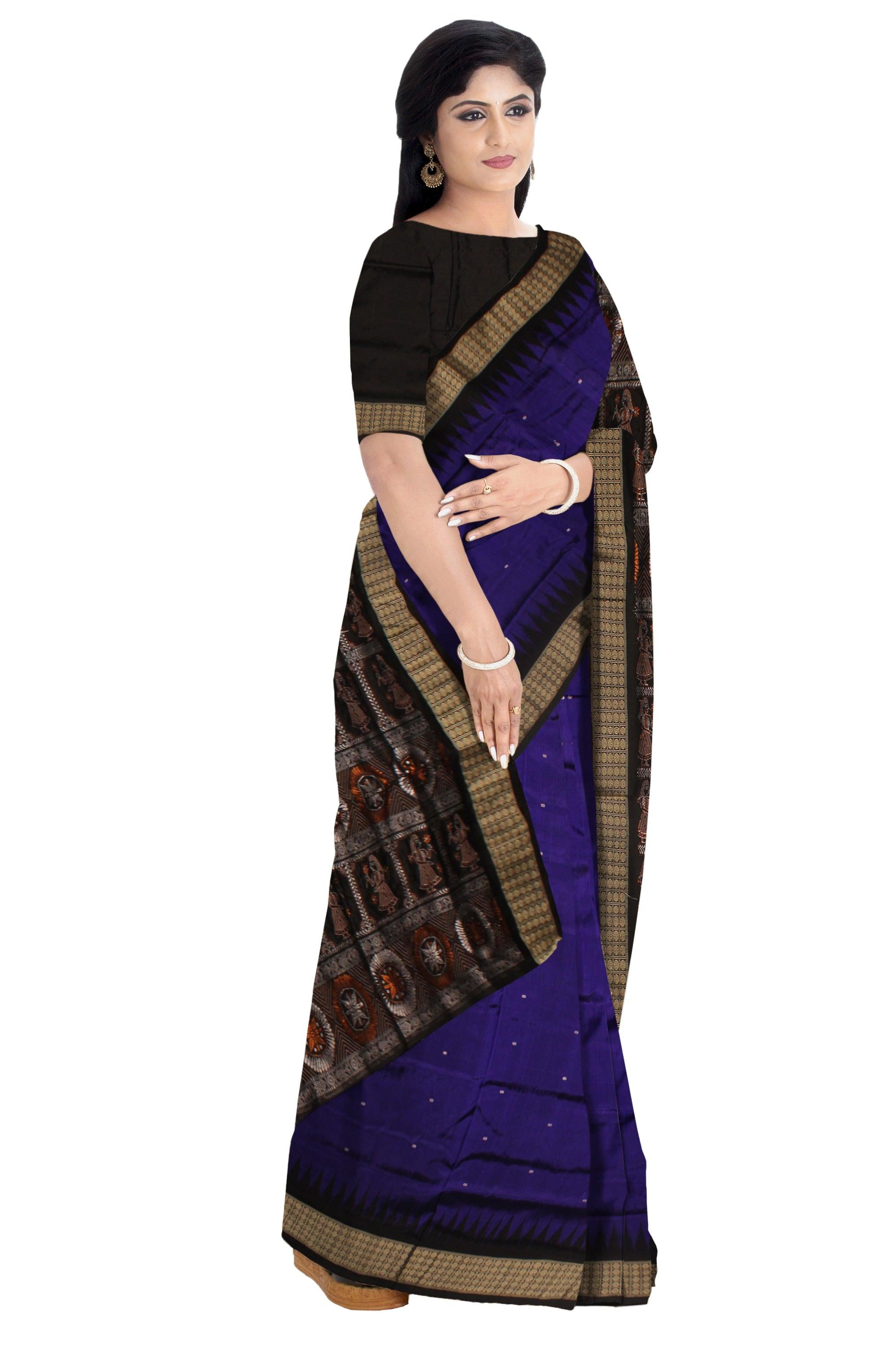 LATEST PURPLE AND BLACK COLOR BOOTY PATTERN PATA SAREE , WITH BLOUSE PIECE. - Koshali Arts & Crafts Enterprise