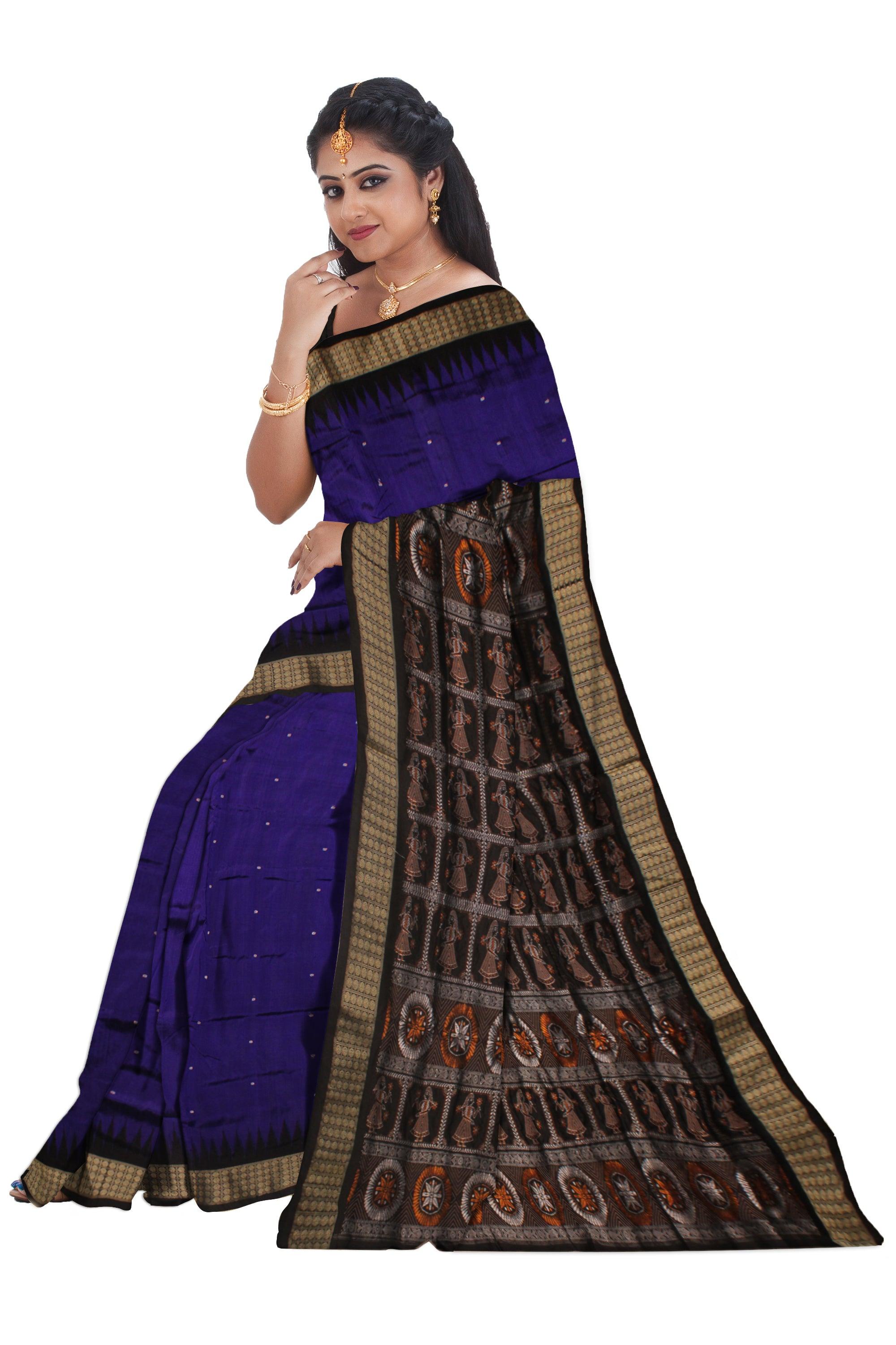 LATEST PURPLE AND BLACK COLOR BOOTY PATTERN PATA SAREE , WITH BLOUSE PIECE. - Koshali Arts & Crafts Enterprise
