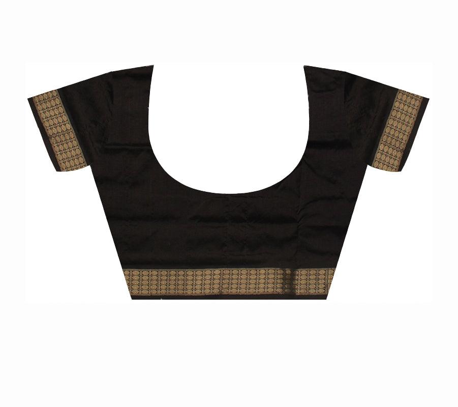 LATEST PURPLE AND BLACK COLOR BOOTY PATTERN PATA SAREE , WITH BLOUSE PIECE. - Koshali Arts & Crafts Enterprise