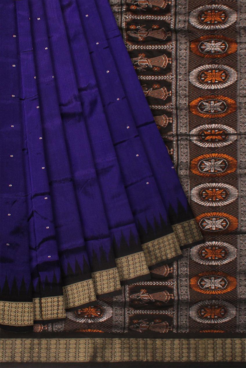 LATEST PURPLE AND BLACK COLOR BOOTY PATTERN PATA SAREE , WITH BLOUSE PIECE. - Koshali Arts & Crafts Enterprise