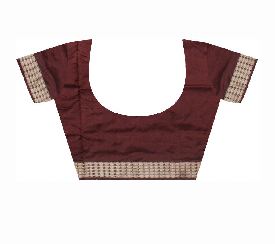 LATEST PATLI DESIGN YELLOW AND COFFEE COLOR PATA SAREE. WITH BLOUSE PIECE. - Koshali Arts & Crafts Enterprise