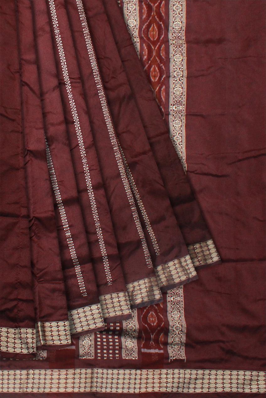 LATEST PATLI DESIGN YELLOW AND COFFEE COLOR PATA SAREE. WITH BLOUSE PIECE. - Koshali Arts & Crafts Enterprise