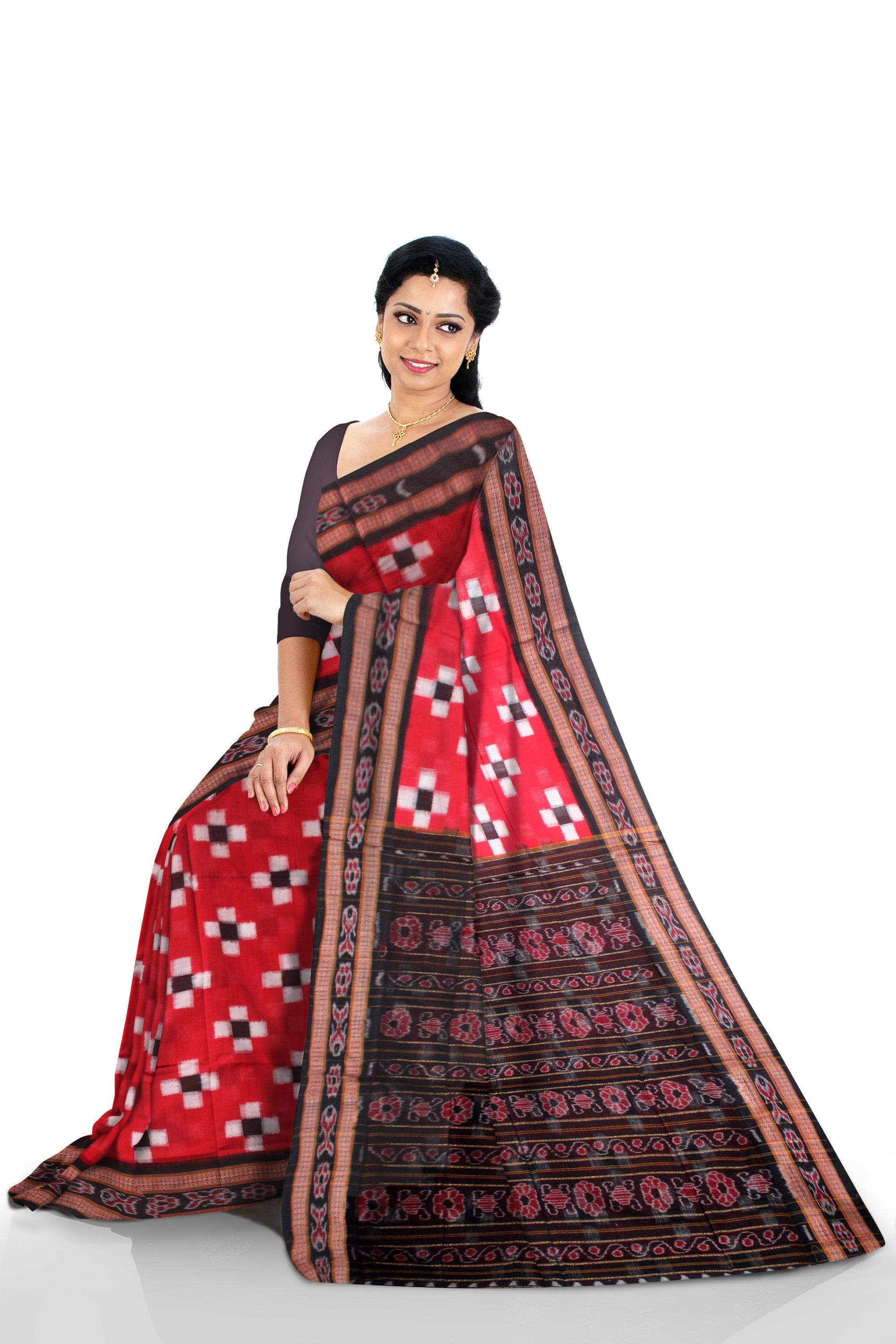 3D COLOR SONEPUR PASAPALI COTTON SAREE , BORDER IS FISH DESIGN , WITH OUT BLOUSE PIECE. - Koshali Arts & Crafts Enterprise