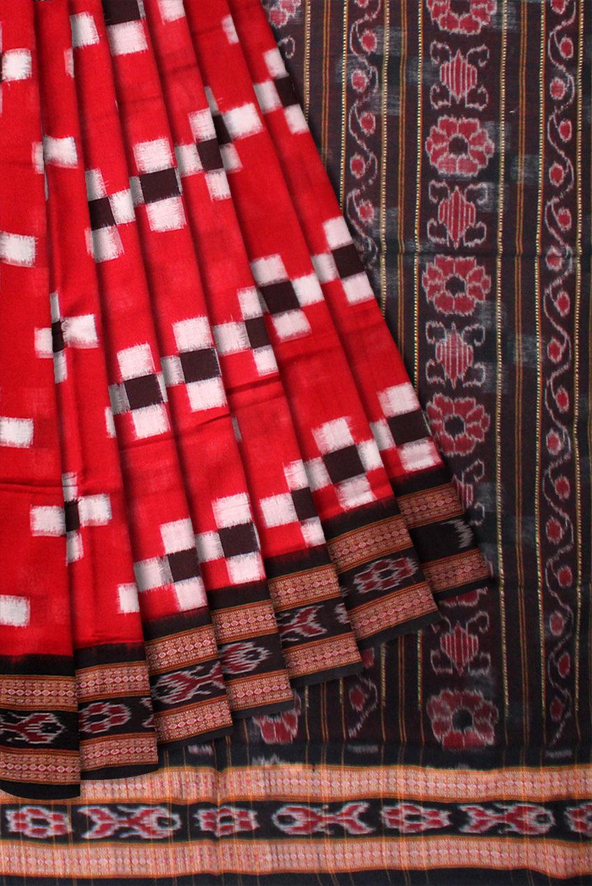 3D COLOR SONEPUR PASAPALI COTTON SAREE , BORDER IS FISH DESIGN , WITH OUT BLOUSE PIECE. - Koshali Arts & Crafts Enterprise
