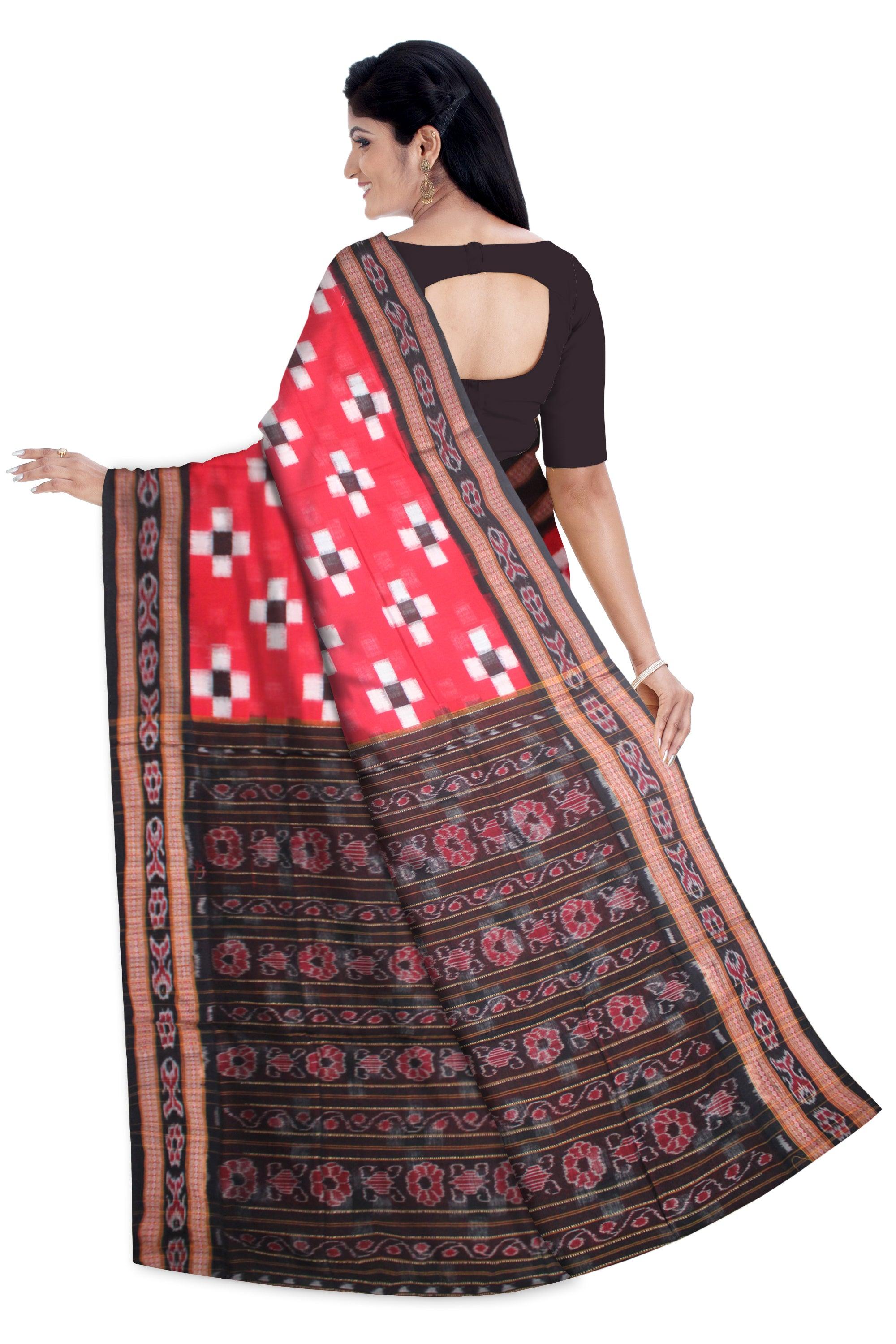 3D COLOR SONEPUR PASAPALI COTTON SAREE , BORDER IS FISH DESIGN , WITH OUT BLOUSE PIECE. - Koshali Arts & Crafts Enterprise