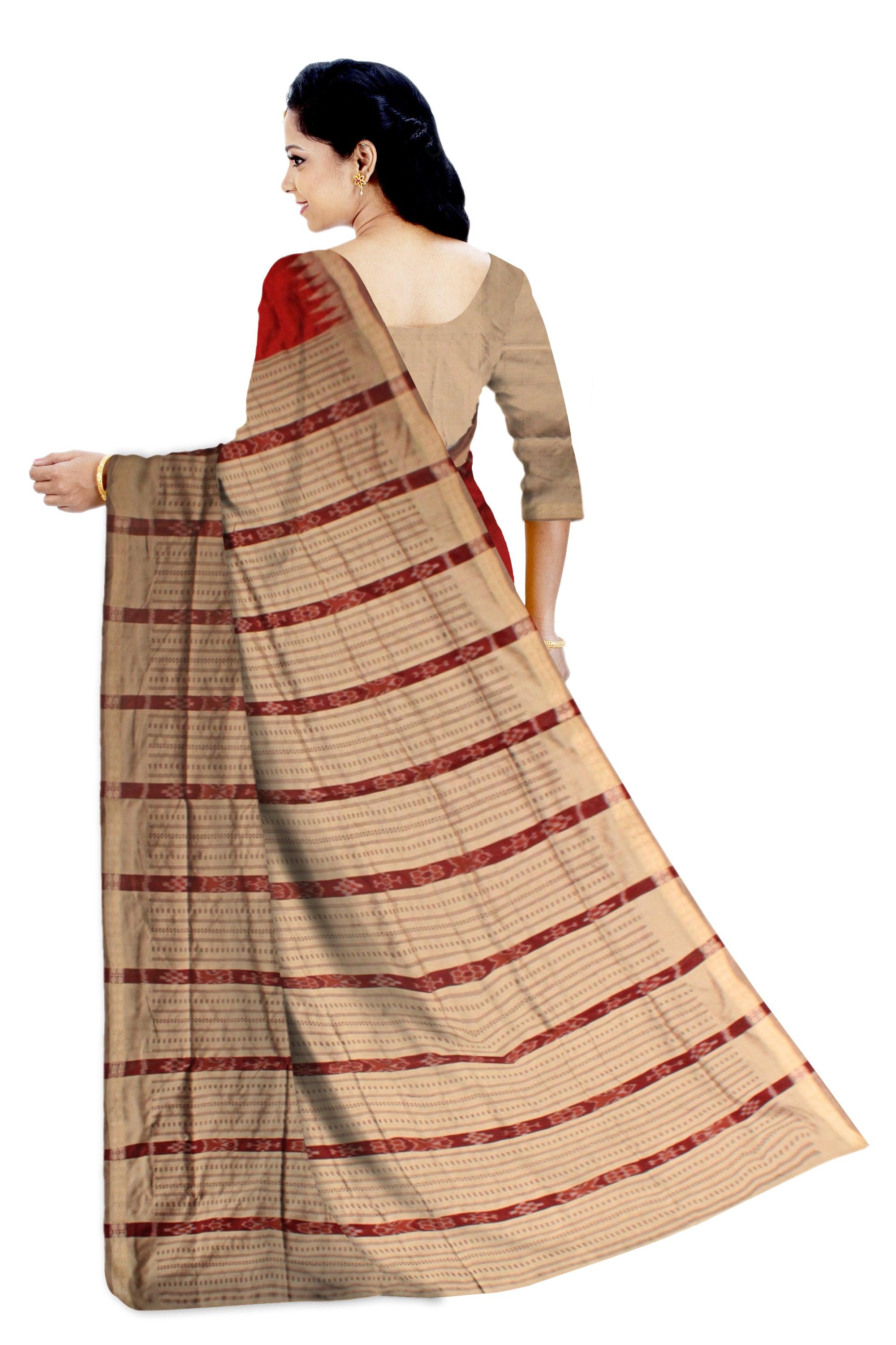 RED COLOR BOOTY PATTERN SONEPURI PATA SAREE WITH BLOUSE PIECE. - Koshali Arts & Crafts Enterprise