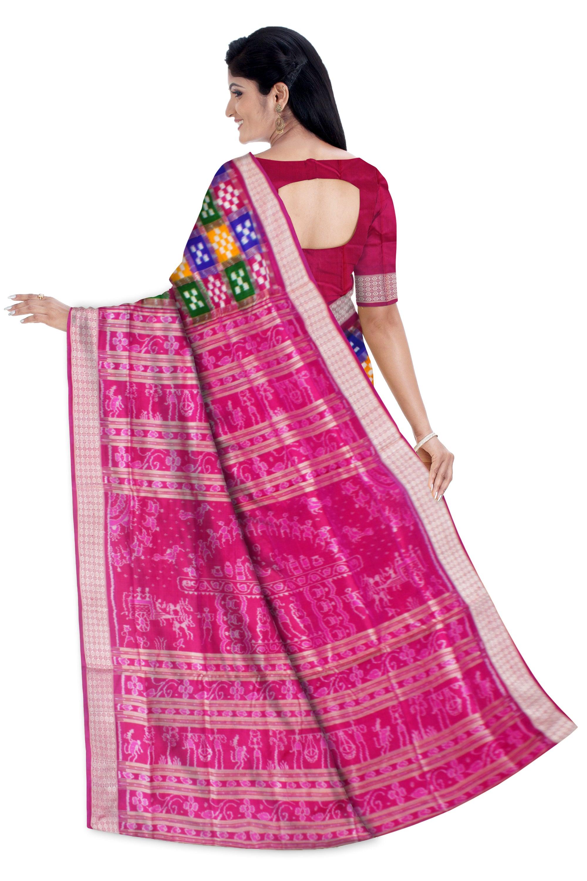 DIFFERENT MULTI COLOR BODY PASAPALI PATTERN , BRIDAL COLLECTION PURE SILK SAREE , ATTACHED WITH BLOUSE PIECE. - Koshali Arts & Crafts Enterprise