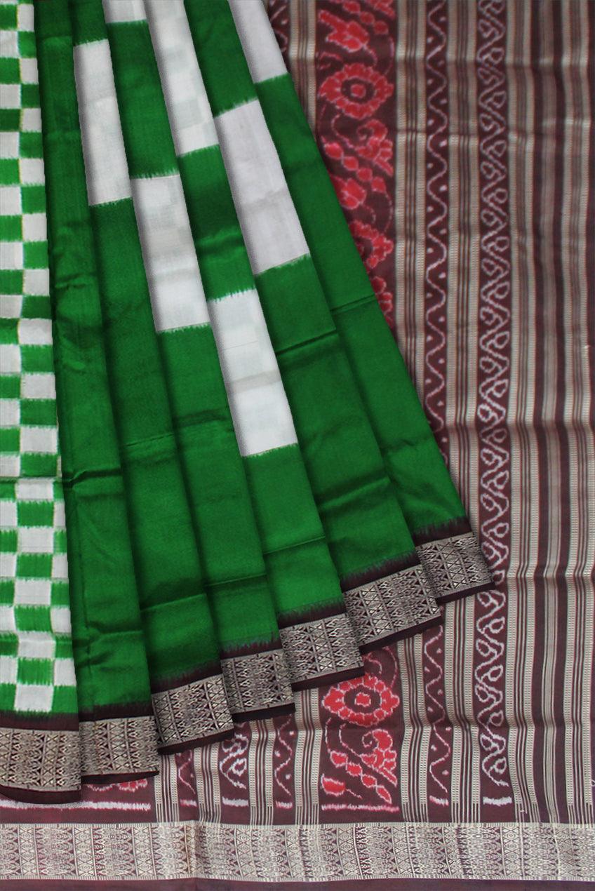 NEW COLLECTION BIG PASAPALI PATTERN PURE SILK SAREE IN GREEN COLOR BASE, COMES WITH BLOUSE PIECE. - Koshali Arts & Crafts Enterprise
