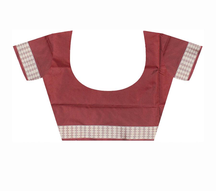 LATEST TRADITIONAL  PATTERN BODY TERRACOTTA PATTERN PATA SAREE IS PURPLE AND COFFEE COLOR BASE, ATTACHED WITH MATCHING BLOUSE PIECE. - Koshali Arts & Crafts Enterprise