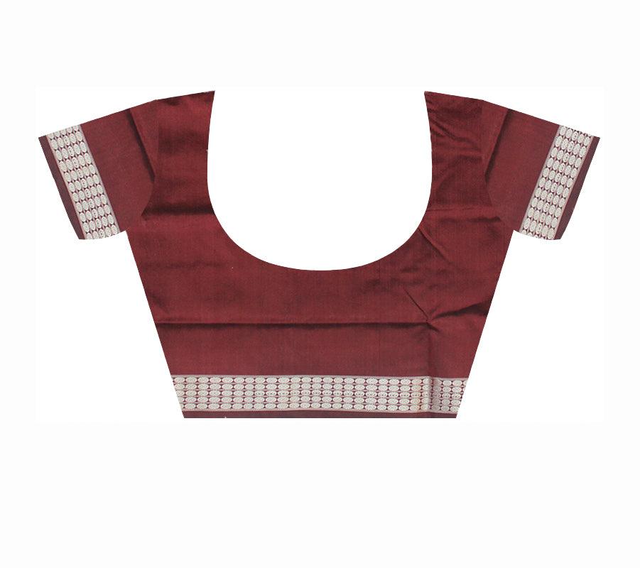 TERRACOTTA WITH BOMKEI PATTERN NEW COLLECTION PURE SILK SAREE IS SKY AND COFFEE COLOR BASE, COMES WITH MATCHNG BLOUSE PIECE. - Koshali Arts & Crafts Enterprise