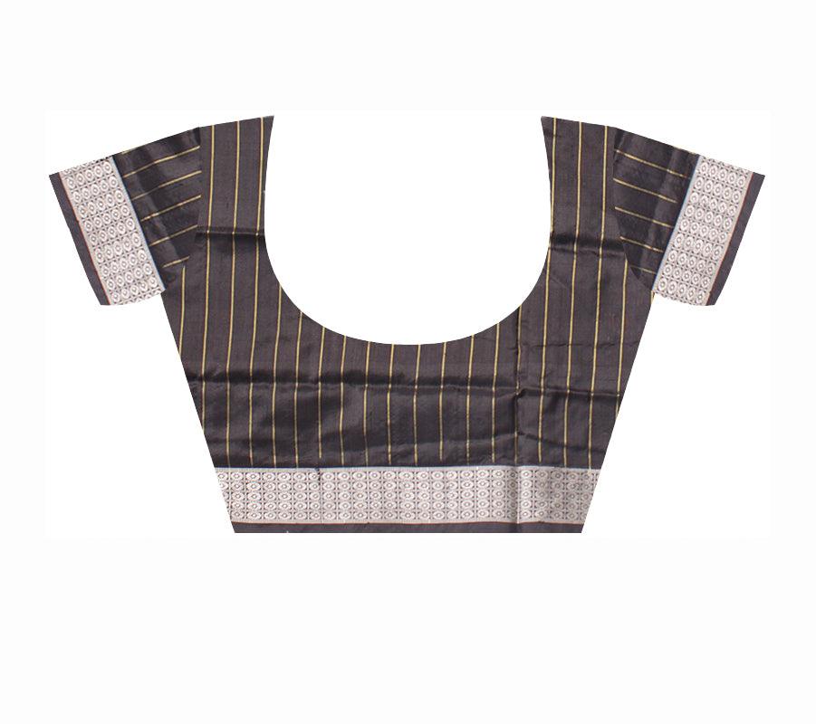 PASAPALI WORK PURE SILK SAREE IS BLACK AND WHITE COLOR BASE, WITH BLOUSE PIECE. - Koshali Arts & Crafts Enterprise