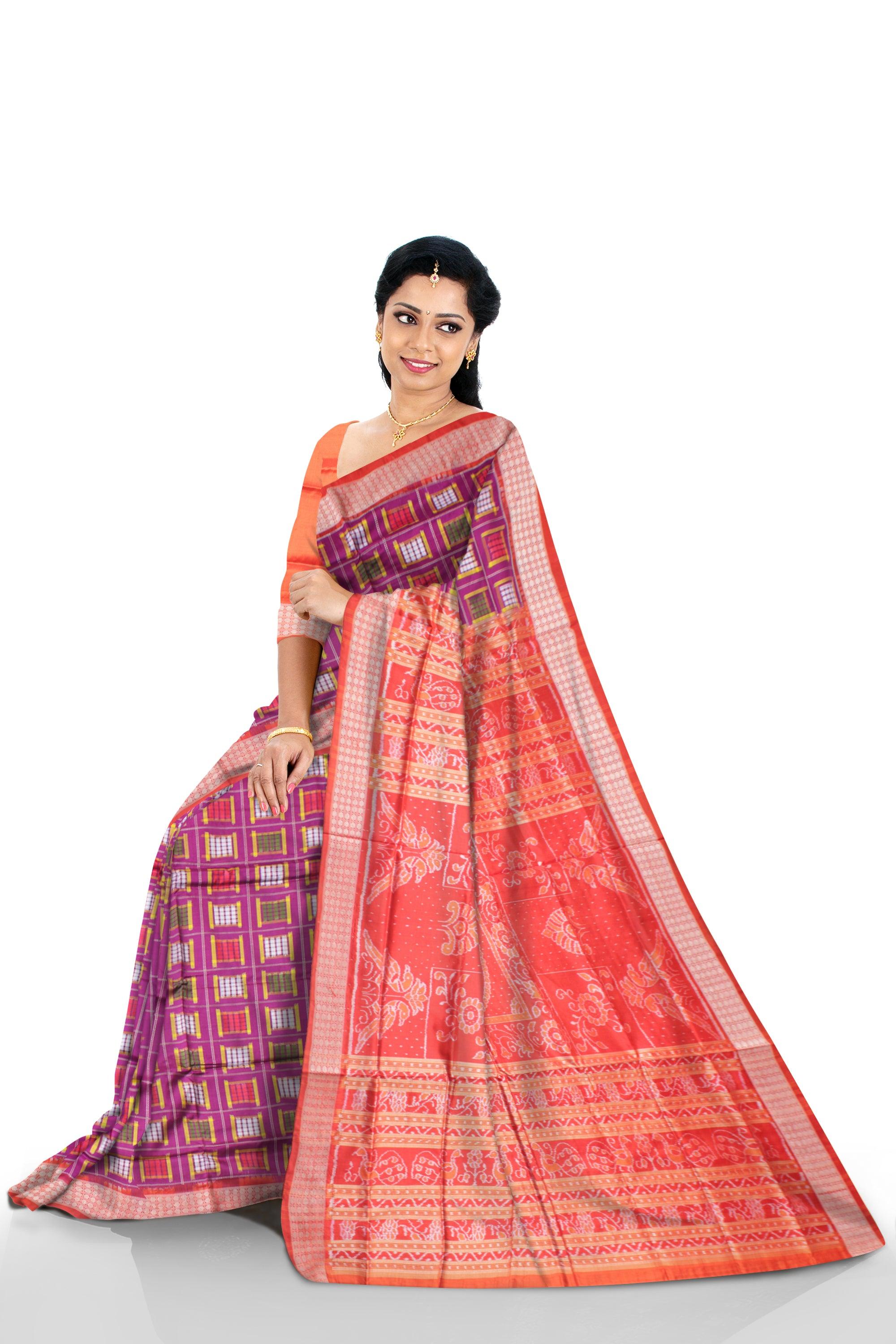 MARRAIGE COLLECTION PURE SILK SAREE IS MULTI COLOR BASE, ATTACHED WITH BLOUSE PIECE. - Koshali Arts & Crafts Enterprise