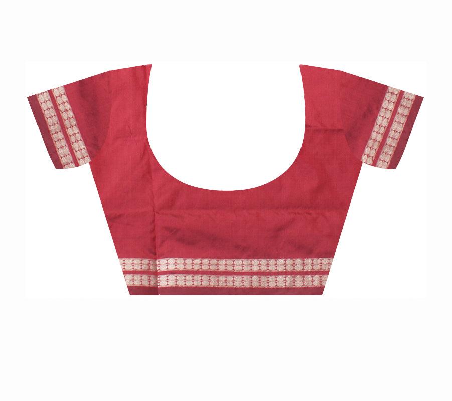 SEA GREEN, GOLDEN AND MAROON COLOR BASE BOMKEI PATTERN PATA SAREE, WITH MATCHING BLOUSE PIECE. - Koshali Arts & Crafts Enterprise