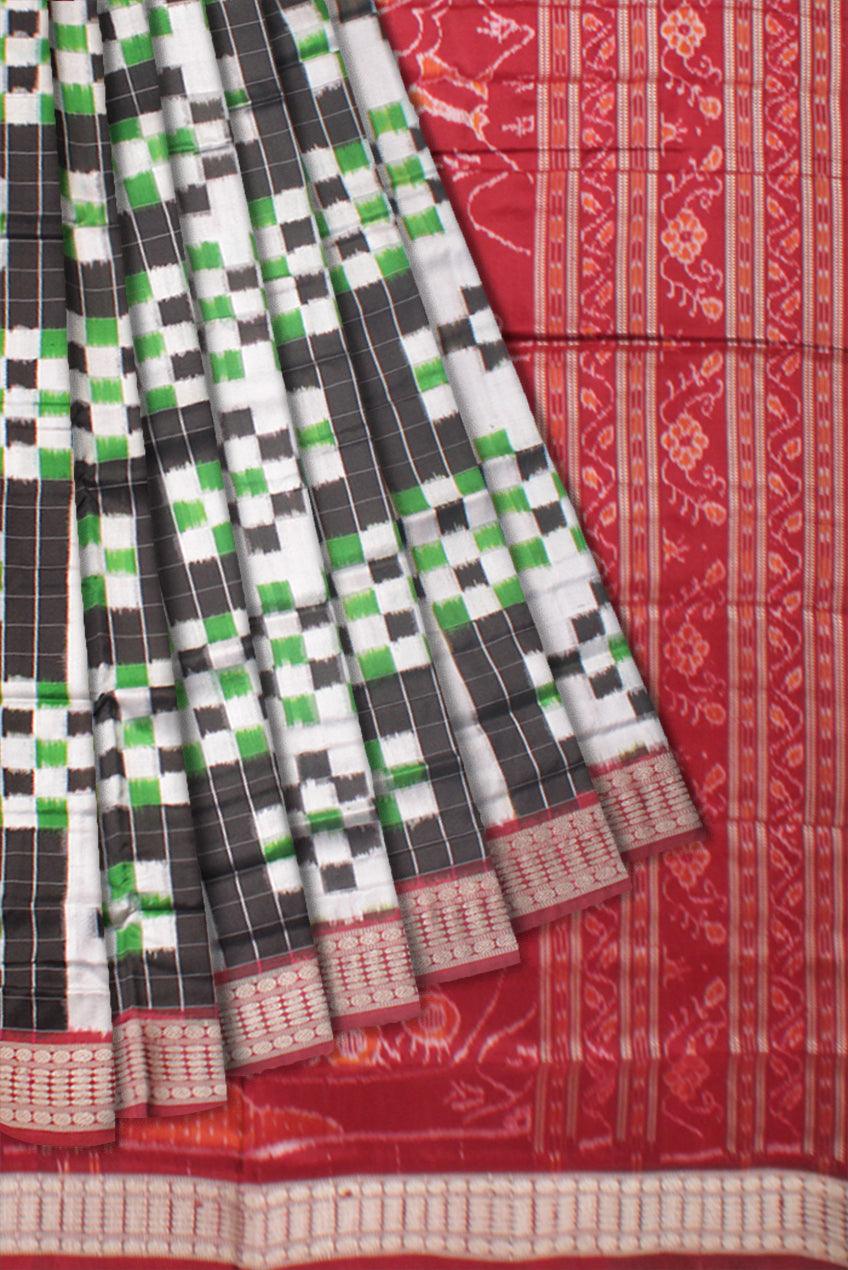 3D COLOR LATEST TRADITIONAL PURE PATA SAREE , WITH MATCHING BLOUSE PIECE. - Koshali Arts & Crafts Enterprise
