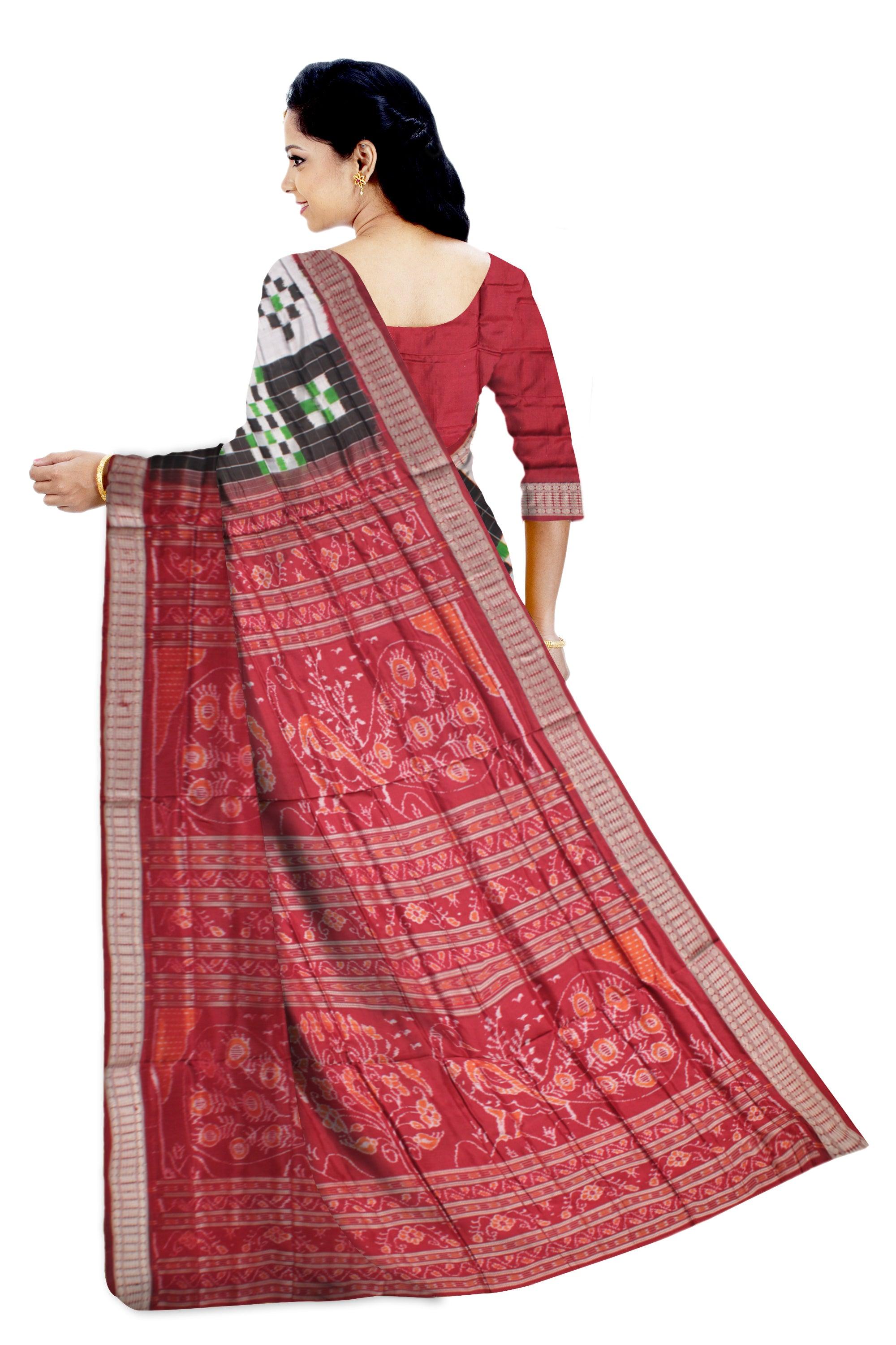 3D COLOR LATEST TRADITIONAL PURE PATA SAREE , WITH MATCHING BLOUSE PIECE. - Koshali Arts & Crafts Enterprise
