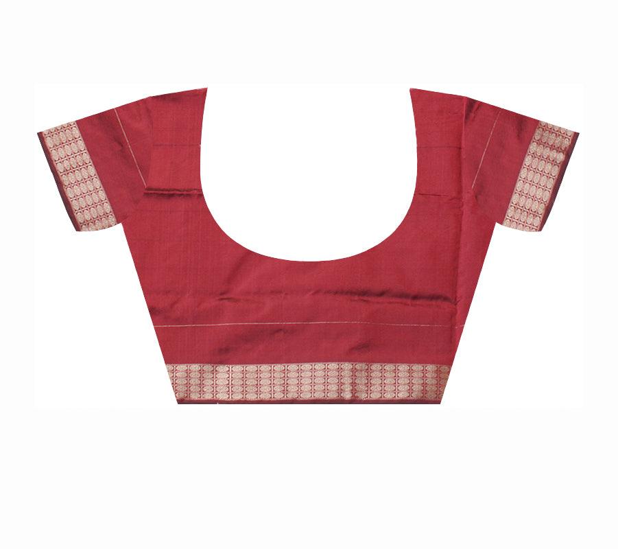 TRADITIONAL TERRACOTTA PATTERN PATA SAREE IS LIGHT PURPLE AND MAROON COLOR BASE, WITH BLOUSE PIECE. - Koshali Arts & Crafts Enterprise