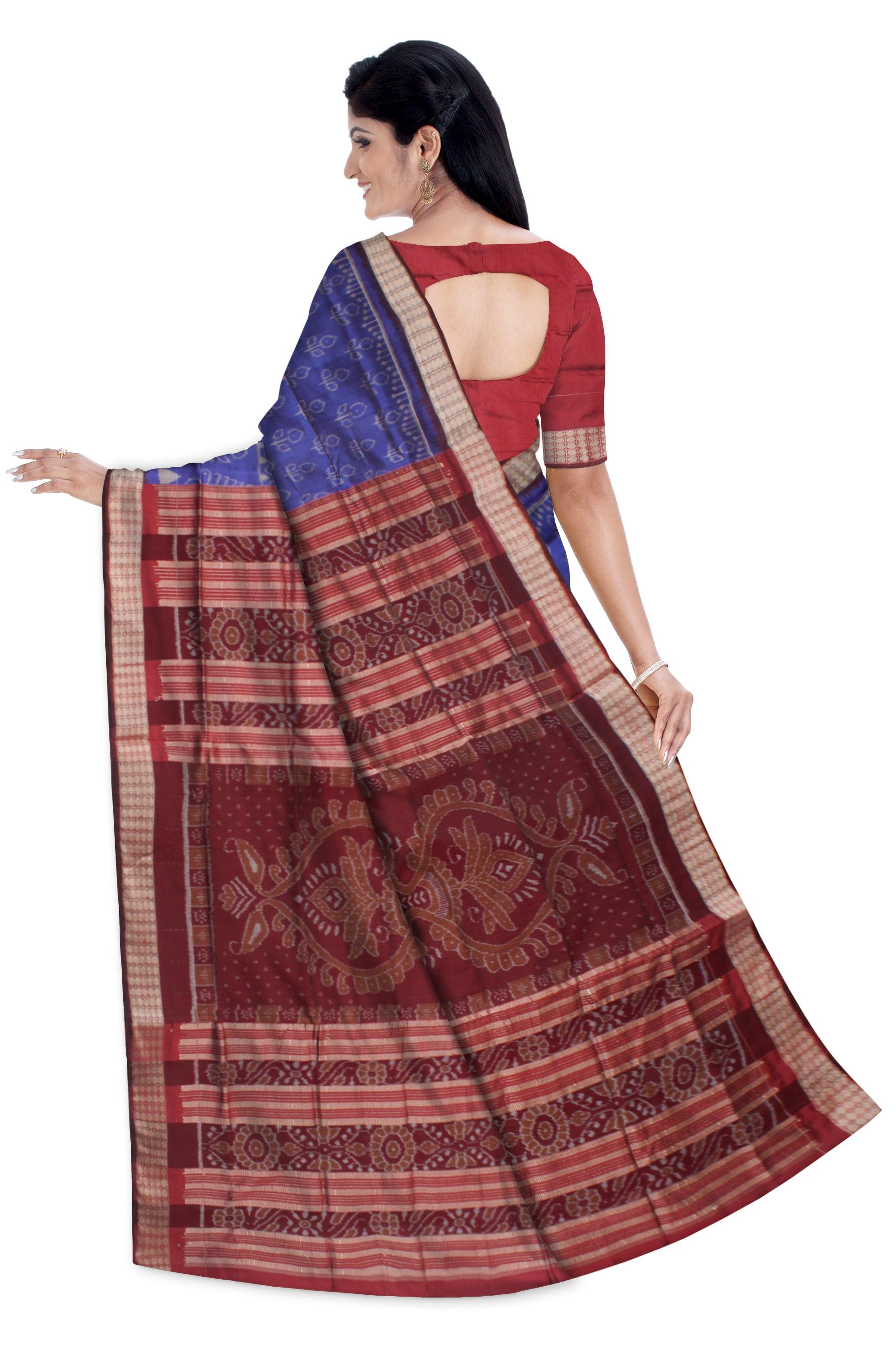 TRADITIONAL TERRACOTTA PATTERN PATA SAREE IS LIGHT PURPLE AND MAROON COLOR BASE, WITH BLOUSE PIECE. - Koshali Arts & Crafts Enterprise