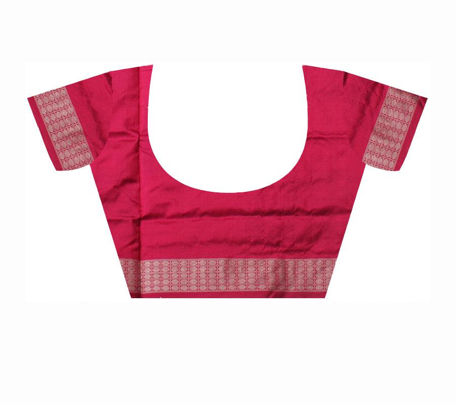 ROSY PINK AND GREEN COLOR BASE PURE PASAPALI PATTERN SILK SAREE, WITH MATCHING BLOUSE PIECE. - Koshali Arts & Crafts Enterprise