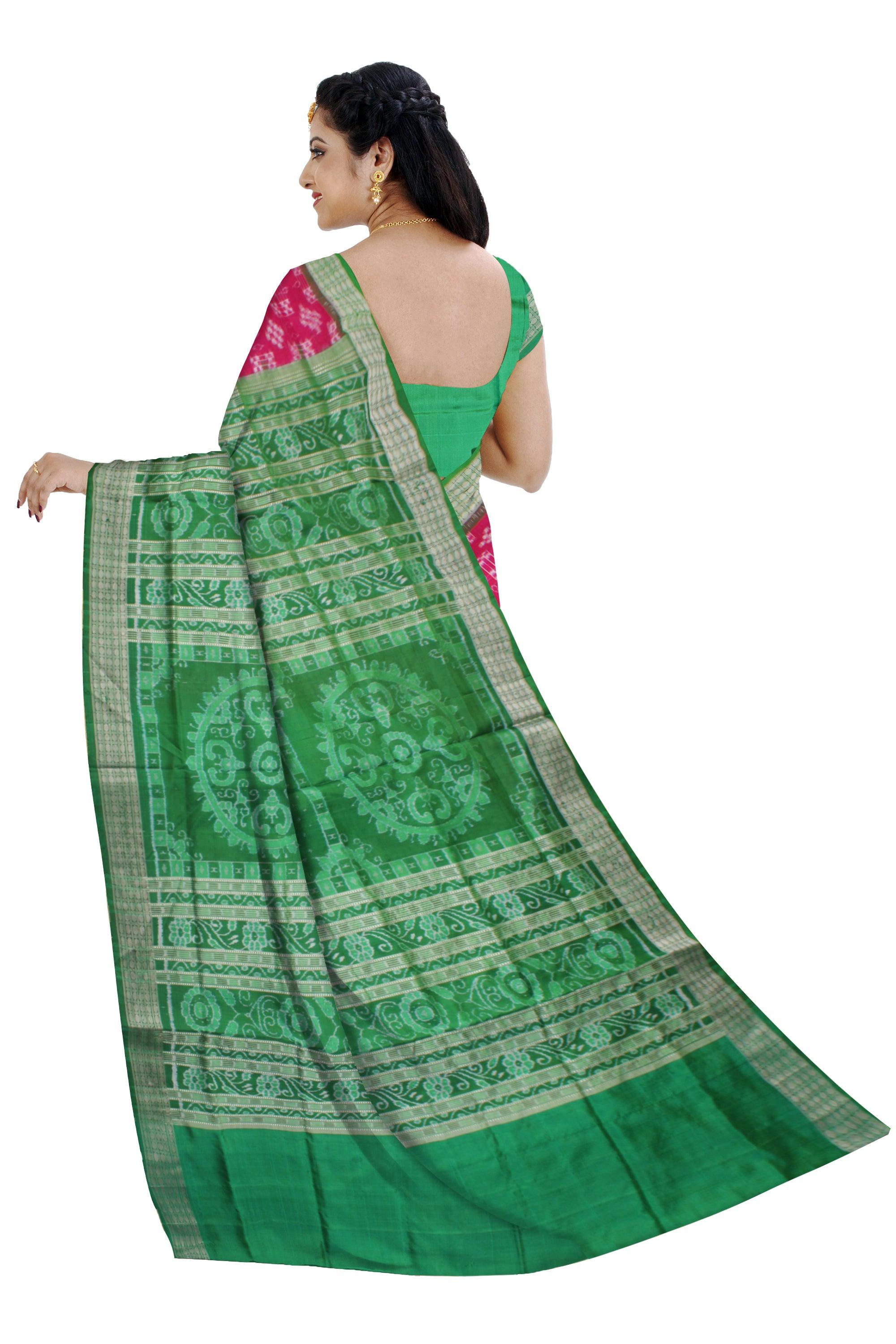 PINK AND GREEN COLOR PURE PASAPALI PATA SAREE, WITH BLOUSE PIECE. - Koshali Arts & Crafts Enterprise