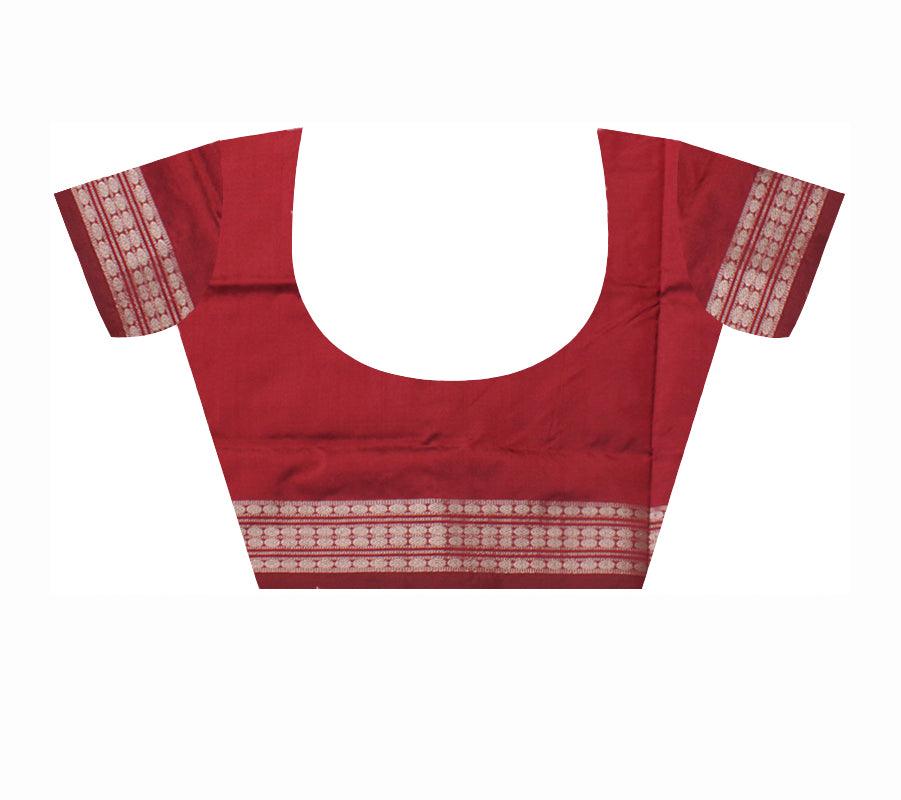 SKY BLUE AND MAROON COLOR SANKHA PATTERN BOMKEI PATA SAREE , COMES WITH MATCHING BLOUSE PIECE. - Koshali Arts & Crafts Enterprise