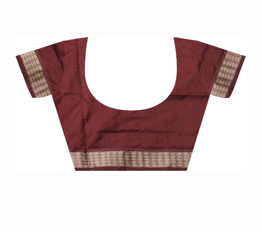 FULL BODY PASAPALI PATTERN DARK GREEN AND COFFEE COLOR PATA SAREE, WITH MATCHING BLOUSE PIECE. - Koshali Arts & Crafts Enterprise