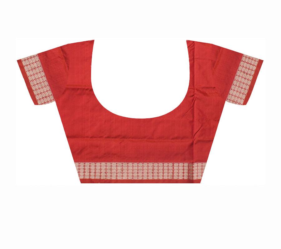 YELLOW AND MAROON COLOR CHANDUA PATA SAREE,WITH MATCHING BLOUSE PIECE. - Koshali Arts & Crafts Enterprise