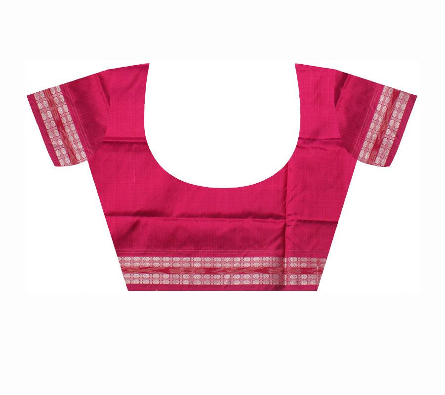 MAROON AND RANI COLOR IKAT PATTERN PURE PATA SAREE, WITH BLOUSE PIECE. - Koshali Arts & Crafts Enterprise