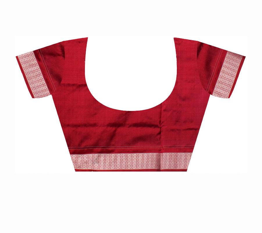 TERRACOTTA WITH TREE PATTERN PURE SILK SAREE IS BLUE AND MAROON COLOR BASE, COMES WITH MATCHING BLOUSE PIECE. - Koshali Arts & Crafts Enterprise