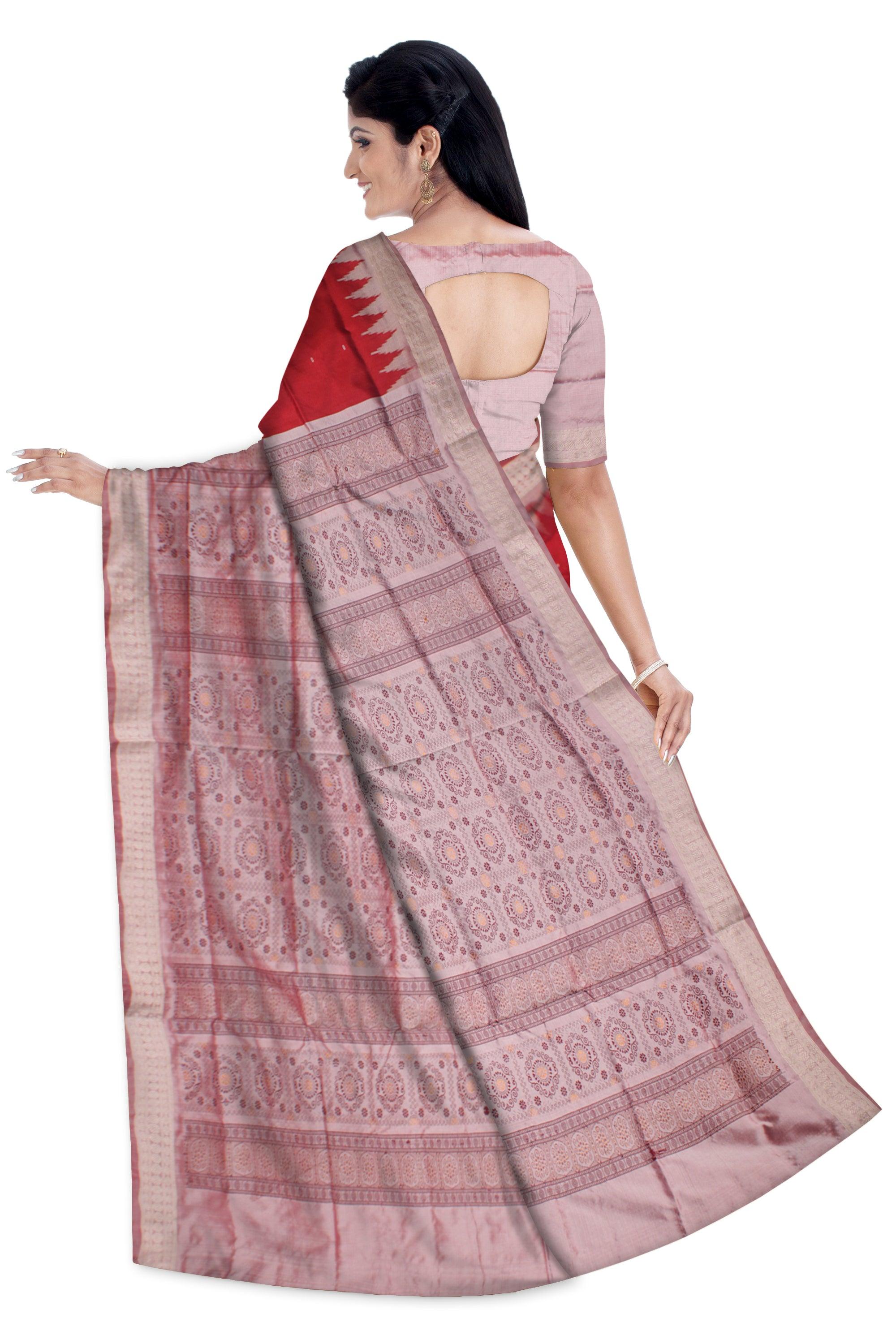 MARRAIGE COLLECTION SMALL BOTTY PATTERN PATA SAREE IS RED AND GRAY COLOR BASE, AVAILABLE WITH MATCHING BLOUSE PIECE. - Koshali Arts & Crafts Enterprise