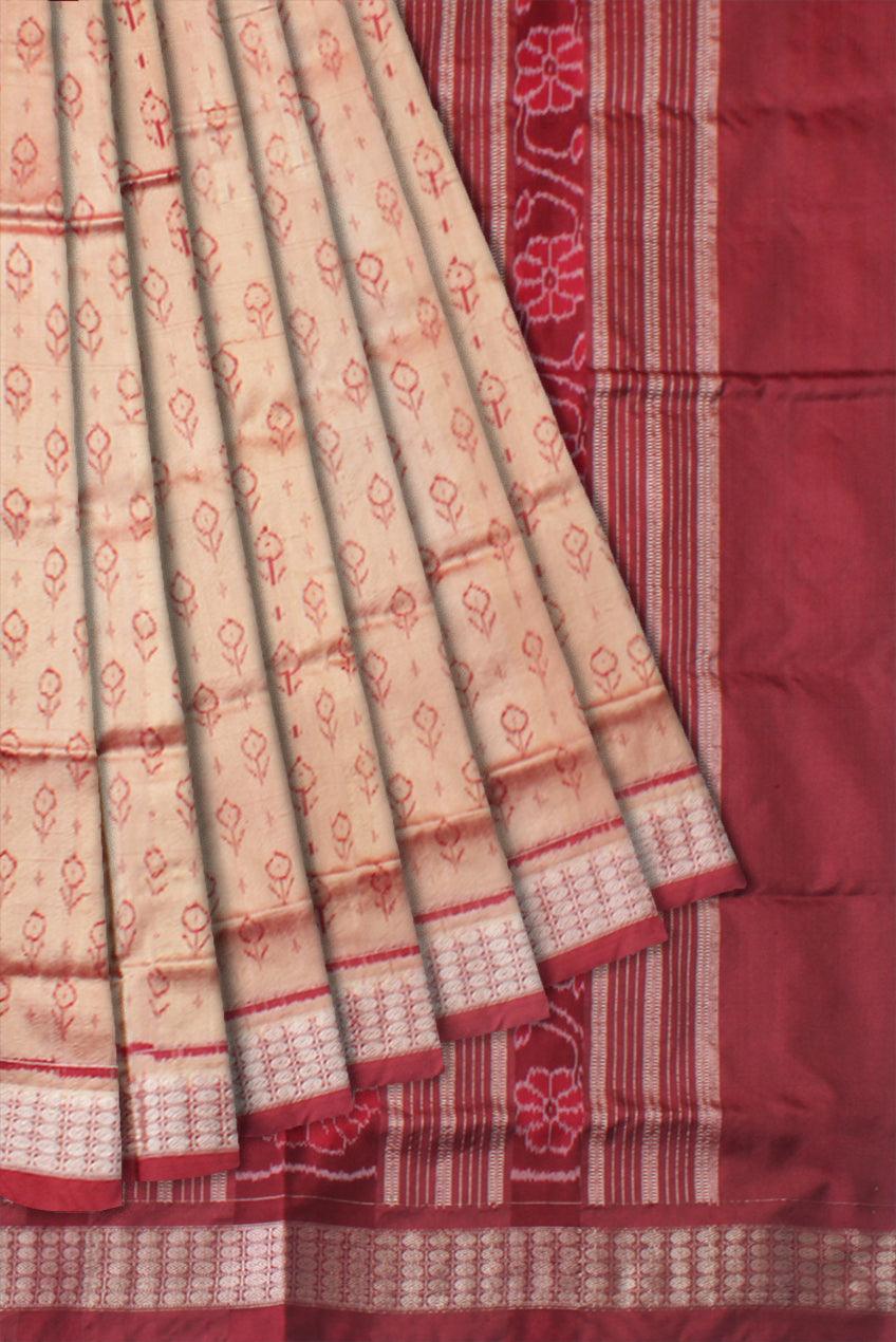 TRADITIONAL ELEPHANT PATTERN PATA SAREE IS 3D COLOR BASE, COMES WITH MATCHING BLOUSE PIECE. - Koshali Arts & Crafts Enterprise