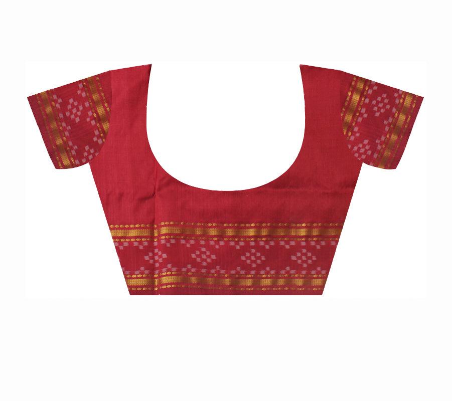 ROSY PINK AND MAROON COLOR IKAT PATTERN PURE TISSUE SILK SAREE, WITH BLOUSE PIECE. - Koshali Arts & Crafts Enterprise