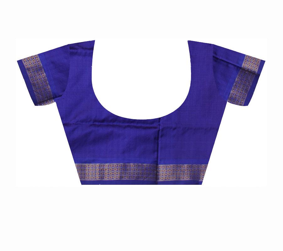 PANCHA KUTI TERRACOTTA PATTERN PURE TISSUE SILK SAREE IS CARMINE AND BLUE COLOR BASE, AVAILABLE WITH MATCHING BLOUSE PIECE. - Koshali Arts & Crafts Enterprise