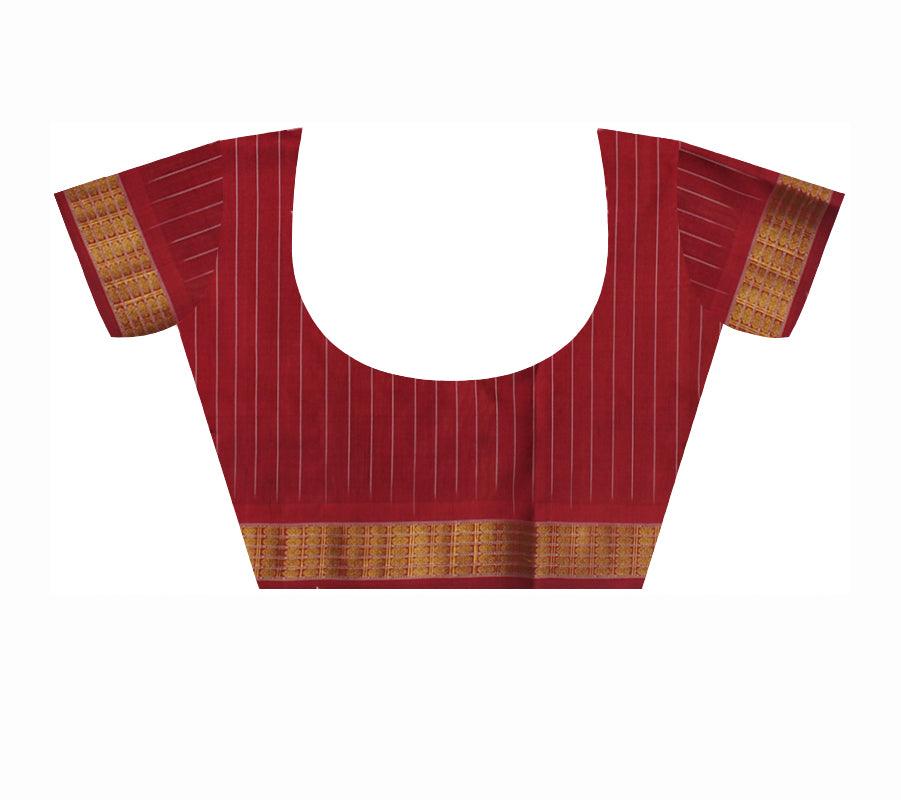 MARRAIGE COLLECTION TRADITIONAL VILLAGE PATTERN PURE TISSUE SILK SAREE IS BROWN AND MAROON COLOR BASE, ATTACHED WITH BLOUSE PIECE. - Koshali Arts & Crafts Enterprise