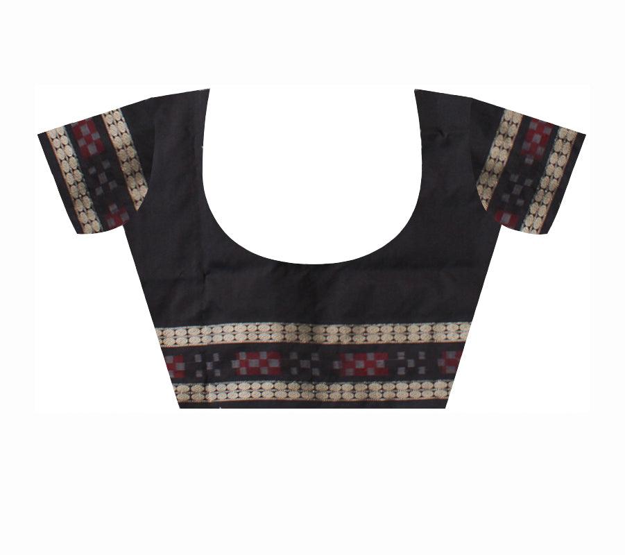 DARK-PINK AND BLACK COLOR DHADI SAPTA PATA SAREE, WITH MATCHING BLOUSE PIECE. - Koshali Arts & Crafts Enterprise