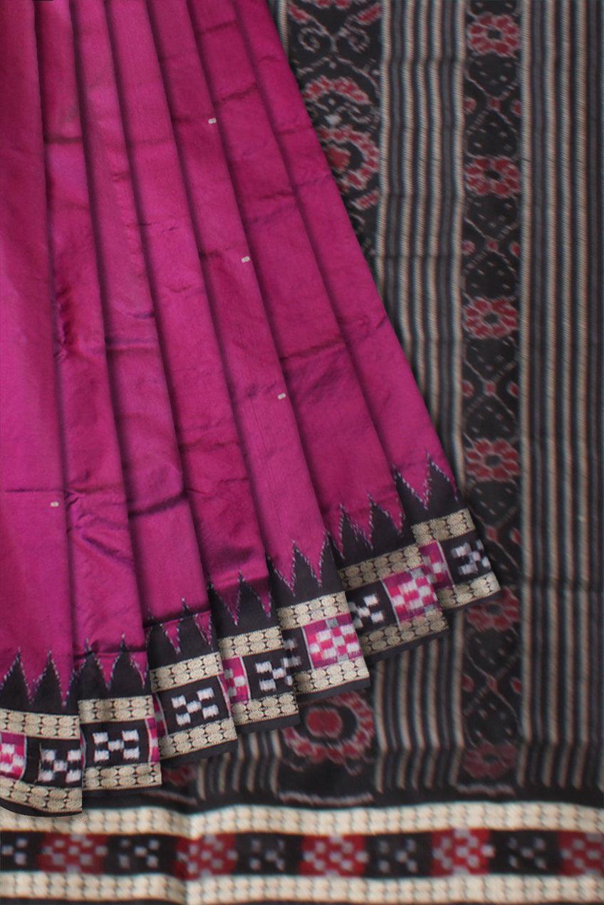 DARK-PINK AND BLACK COLOR DHADI SAPTA PATA SAREE, WITH MATCHING BLOUSE PIECE. - Koshali Arts & Crafts Enterprise