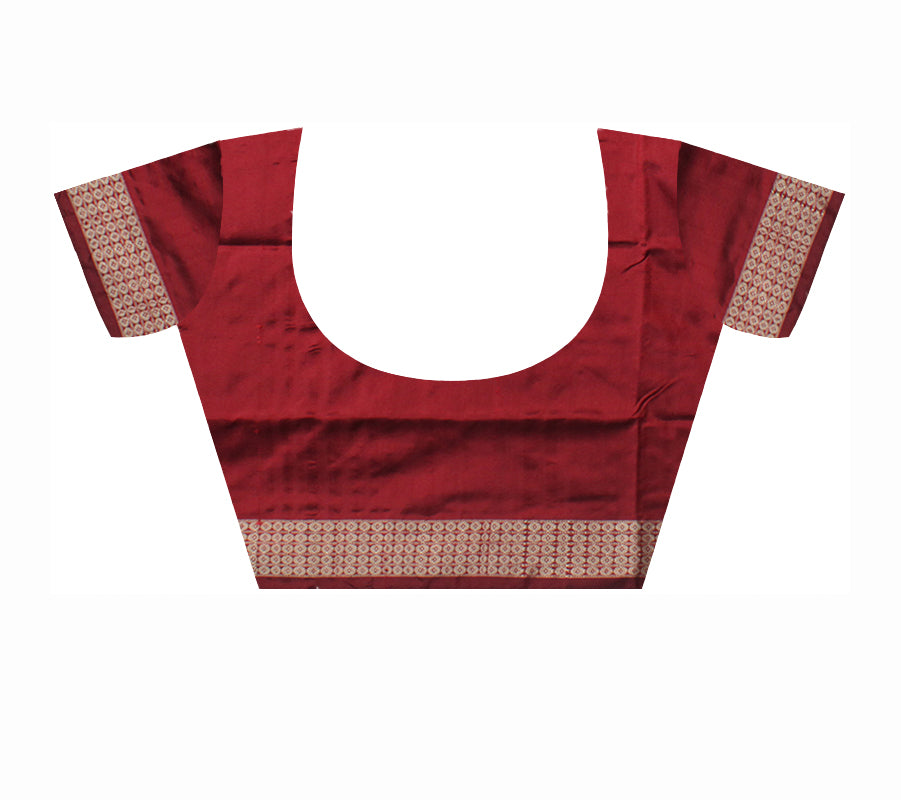 SKY, SILVER AND MAROON COLOR SAPTA PATERN PATA SAREE, WITH BLOUSE PIECE. - Koshali Arts & Crafts Enterprise